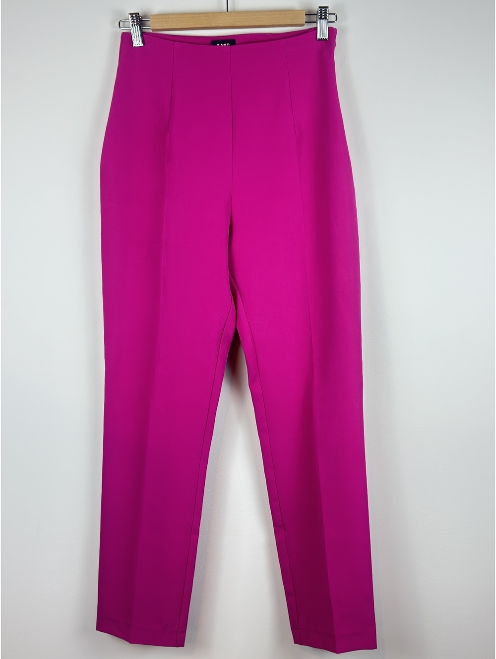 PINKO Fuchsia Pink High Rise Cropped Slim Trousers Pants XS US 2 Made Italy